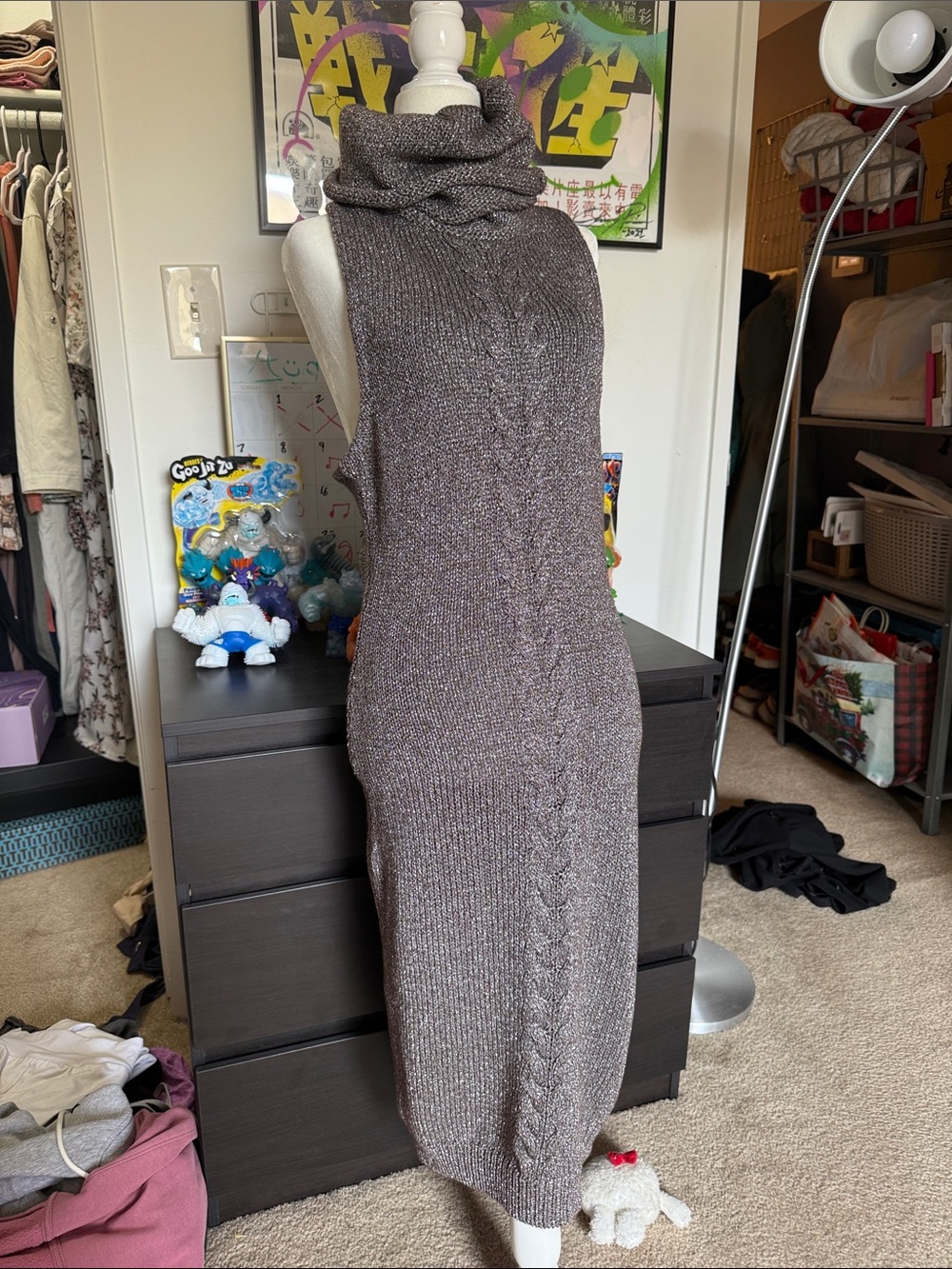 One teaspoon Sleeveless Cowl Neck Knit Midi Dress - Taupe